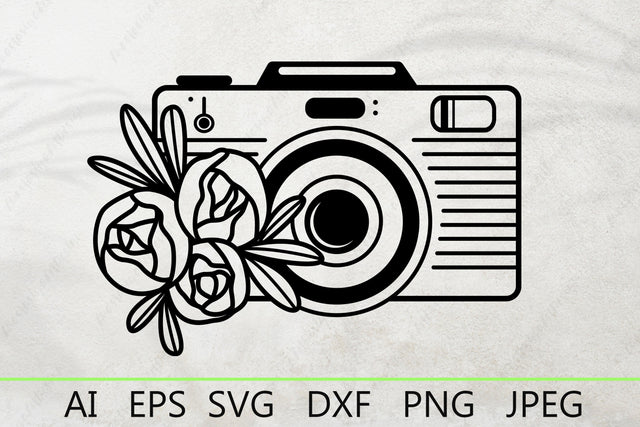 Floral camera svg, Photo camera with flowers silhouette SVG AnastasiyaArtDesign 