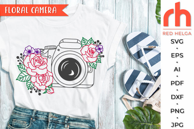 Floral Camera SVG - Photographer Cut File SVG RedHelgaArt 