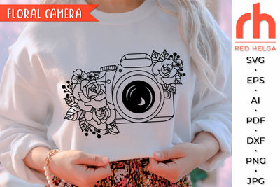 Floral Camera SVG - Photographer Cut File SVG RedHelgaArt 