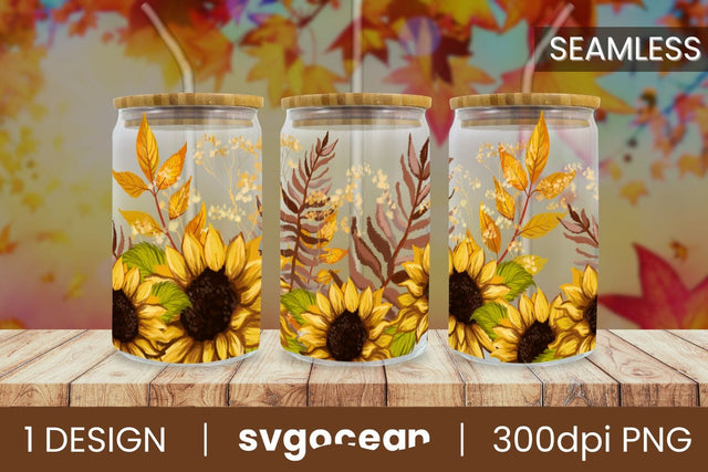 Floral Can Glass | Beer Can | 16 Oz Libbey Glass SVG SvgOcean 
