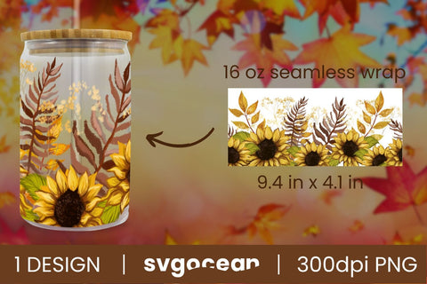 Floral Can Glass | Beer Can | 16 Oz Libbey Glass SVG SvgOcean 