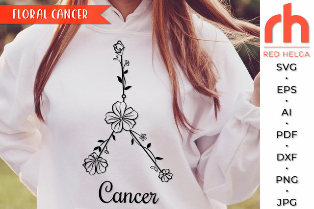 Floral Cancer SVG - Flower Zodiac Cut File SVG RedHelgaArt 
