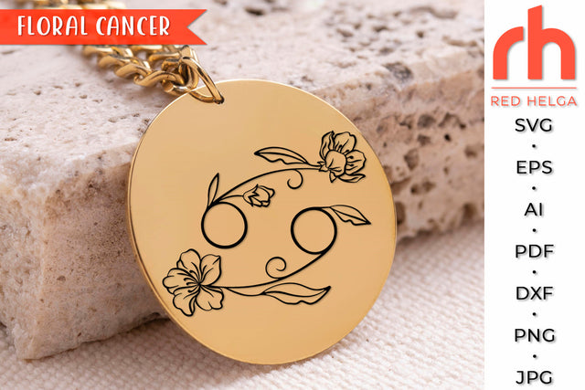Floral Cancer SVG - Flower Zodiac Cut File SVG RedHelgaArt 