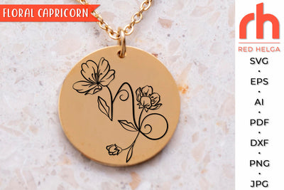 Floral Capricorn SVG - Flower Zodiac Cut File SVG RedHelgaArt 