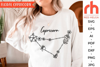 Floral Capricorn SVG - Flower Zodiac Cut File SVG RedHelgaArt 