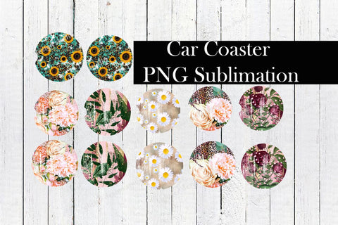 Floral Car Coaster Bundle,Car Coaster Designs,Flowers Car Coasters,Spring Car Coasters Sublimation,Clip Art Design,Mini - Bundles, Instant Digital Download Sketch DESIGN ArtStudio 