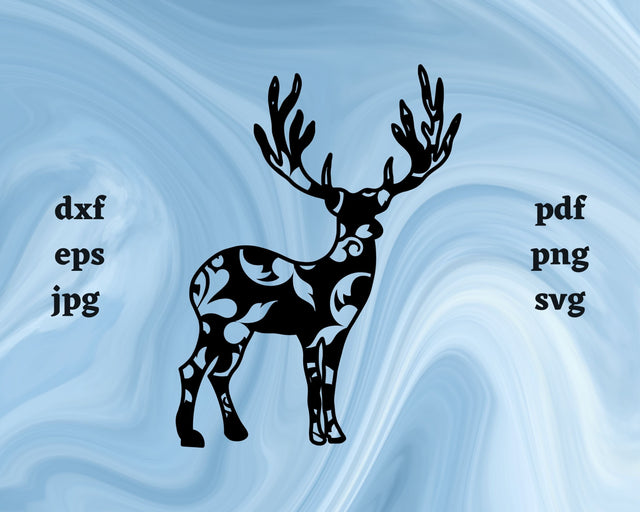 Floral Caribou SVG Cut File SVG Northern Light SVG 