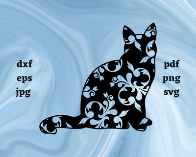 Floral Cat SVG Cut File SVG Northern Light SVG 