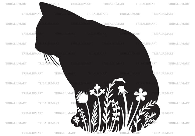 Floral cat SVG TribaliumArtSF 
