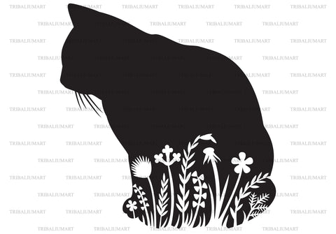 Floral cat SVG TribaliumArtSF 
