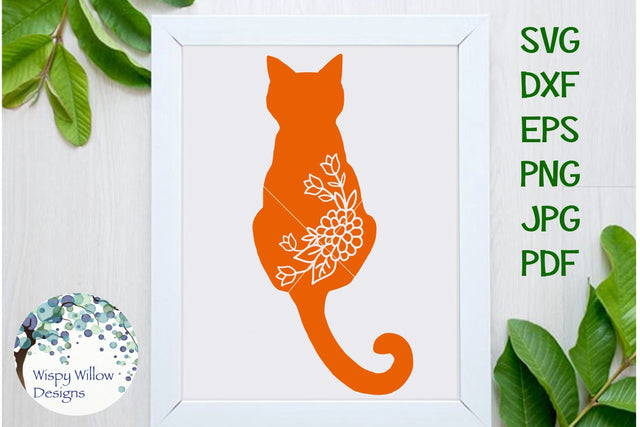 Floral Cat SVG Wispy Willow Designs 