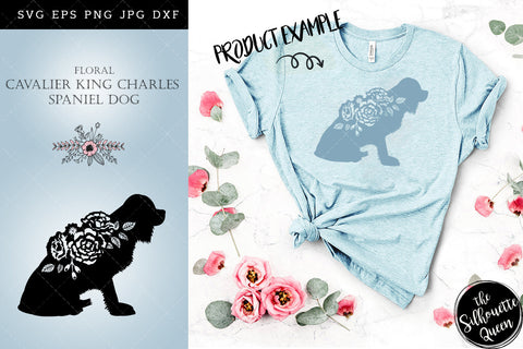 Floral Cavalier King Charles Spaniel Dog svg file for cricut, for silhouette, cut eps, cutting png, cuttable dxf, Instant Download design SVG Loveleen Kaur 