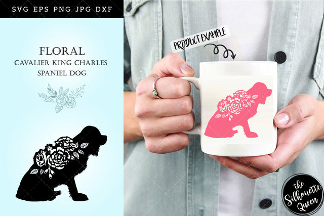 Floral Cavalier King Charles Spaniel Dog svg file for cricut, for silhouette, cut eps, cutting png, cuttable dxf, Instant Download design SVG Loveleen Kaur 