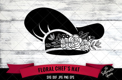 Floral Chef's Hat Vector Silhouette File SVG Loveleen Kaur 