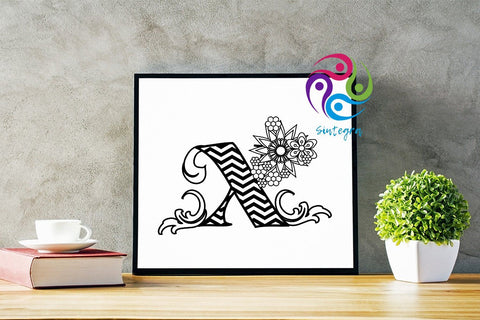Floral Chevron Alphabet Letter A to Z SVG Cut Files SVG Sintegra 