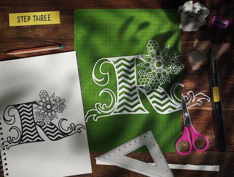 Floral Chevron Alphabet Letter A to Z SVG Cut Files SVG Sintegra 