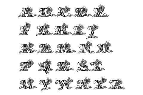 Floral Chevron Alphabet Letter A to Z SVG Cut Files SVG Sintegra 