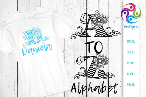 Floral Chevron Alphabet Letter A to Z SVG Cut Files SVG Sintegra 