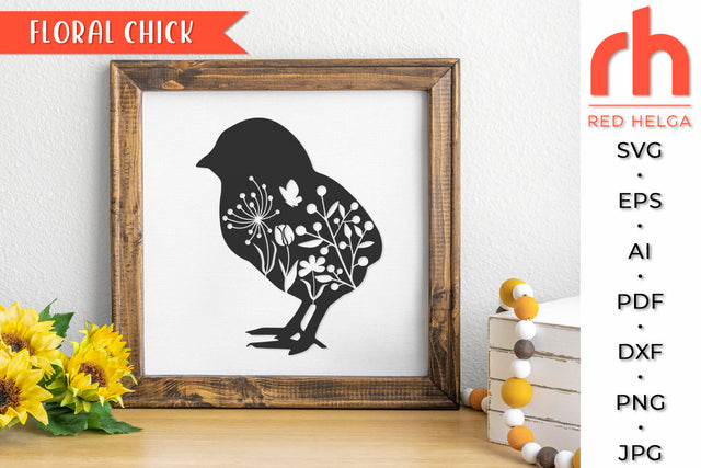 Floral Chick SVG - Farm Animal Cut File SVG RedHelgaArt 
