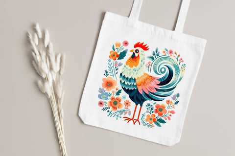 Floral Chicken Clipart Sublimation Regulrcrative 