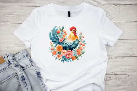 Floral Chicken Clipart Sublimation Regulrcrative 