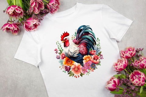 Floral Chicken Clipart Sublimation Regulrcrative 