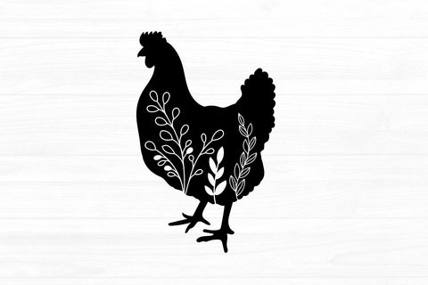 Floral Chicken Silhouette SVG zoellartz 