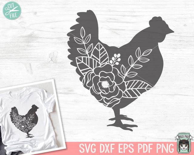 Floral Chicken SVG Cut File SVG Wild Pilot 
