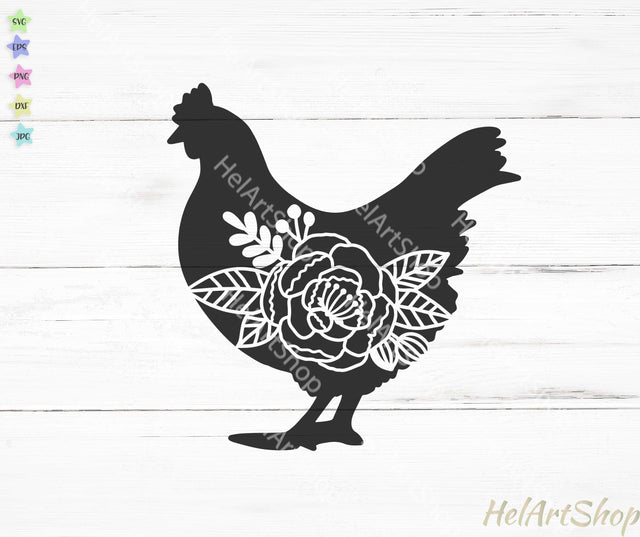 Floral Chicken SVG, Farm animals SVG, Hen SVG SVG _HelArtShop_ 