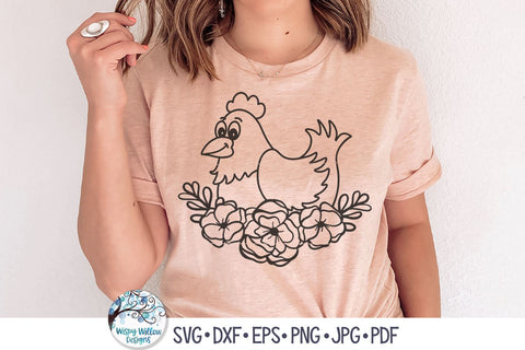 Floral Chicken SVG SVG Wispy Willow Designs 