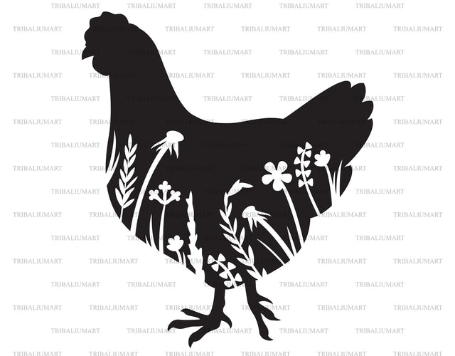 Floral chicken SVG TribaliumArtSF 