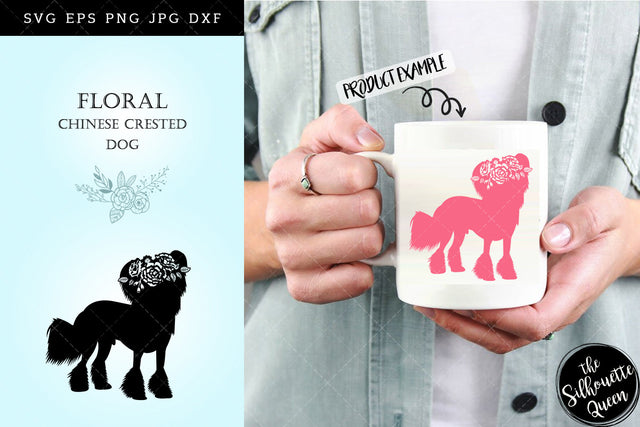 Floral Chinese Crested Dog svg file for cricut, for silhouette, cut eps, cutting png, cuttable dxf, Instant Download design SVG Loveleen Kaur 