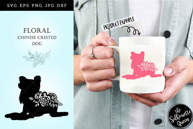 Floral Chinese Crested Dog svg file for cricut, for silhouette, cut eps, cutting png, cuttable dxf, Instant Download design SVG Loveleen Kaur 