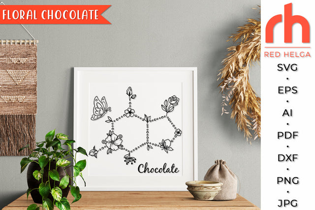 Floral Chocolate SVG - Flower Molecule Cut File SVG RedHelgaArt 