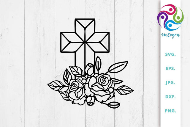 Floral Christian Cross Svg Cut File SVG Sintegra 