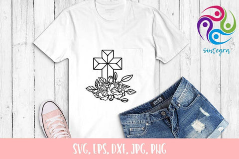 Floral Christian Cross Svg Cut File SVG Sintegra 