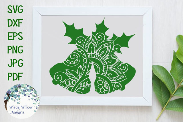 Floral Christmas Bells SVG Wispy Willow Designs 