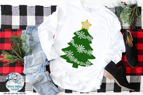 Floral Christmas Tree SVG SVG Wispy Willow Designs 