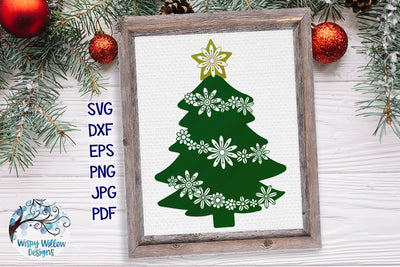 Floral Christmas Tree SVG SVG Wispy Willow Designs 