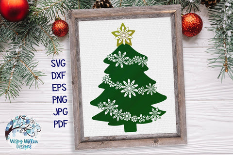 Floral Christmas Tree SVG SVG Wispy Willow Designs 