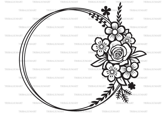Floral circle frame SVG TribaliumArtSF 