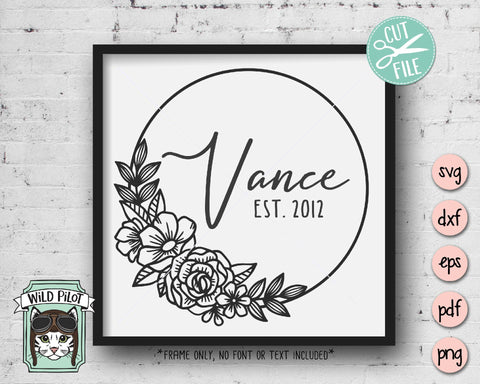 Floral Circle Monogram Frame SVG Cut File SVG Wild Pilot 