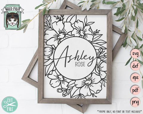 Floral Circle Monogram Frame SVG Cut File SVG Wild Pilot 