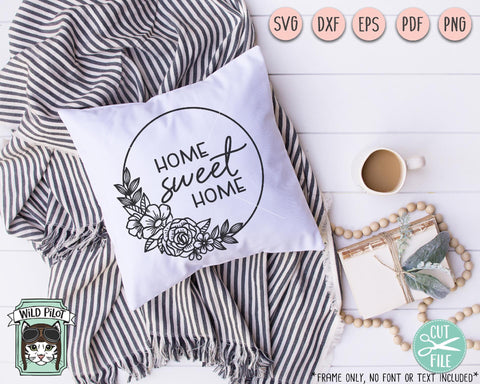 Floral Circle Monogram Frame SVG Cut File SVG Wild Pilot 