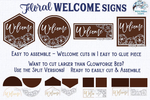 Floral Circle Sign for Glowforge or Laser Cutter SVG Wispy Willow Designs 