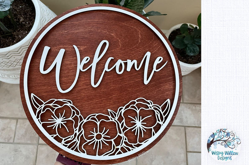 Floral Circle Sign for Glowforge or Laser Cutter - So Fontsy