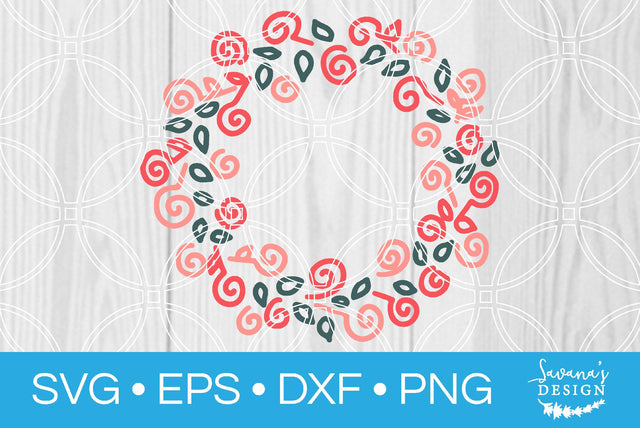 Floral Circle Wreath Design 5 SVG SavanasDesign 