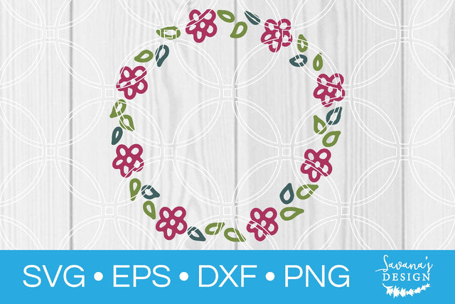 Floral Circle Wreath Design 8 SVG SavanasDesign 