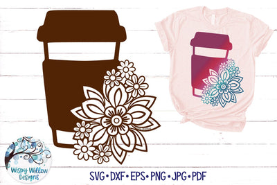 Floral Coffee SVG SVG Wispy Willow Designs 