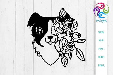 Floral Collie Dog SVG File SVG Sintegra 